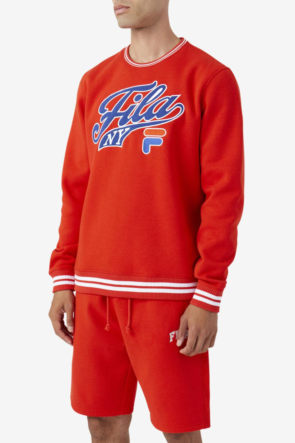 FILA Taylor Crewneck Sweatshirt 625 FIERY RED / TWILIGHT BLUE / WHITE | Men Sweatshirts &amp; Hoodies