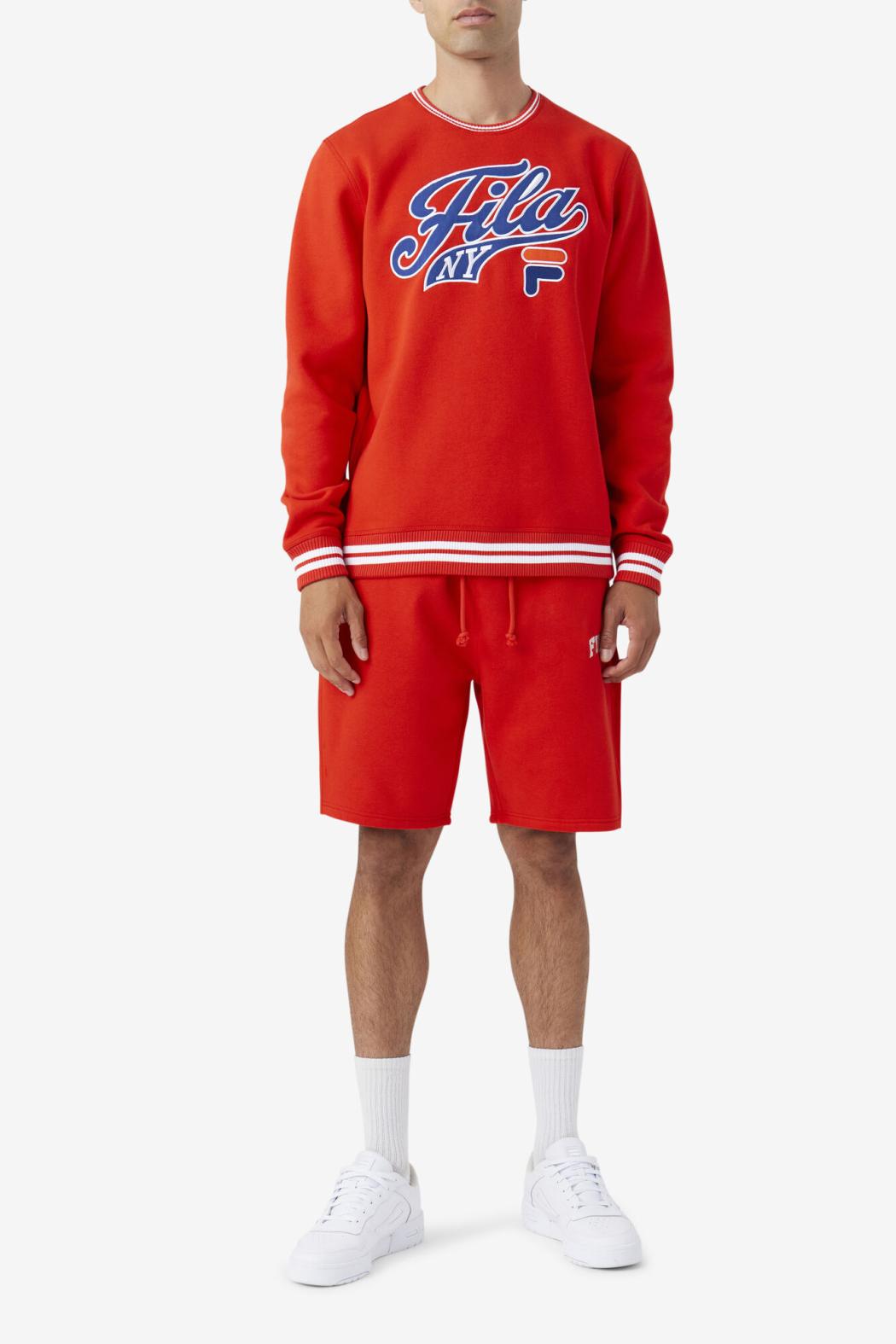 FILA Taylor Crewneck Sweatshirt 625 FIERY RED / TWILIGHT BLUE / WHITE | Men Sweatshirts &amp; Hoodies