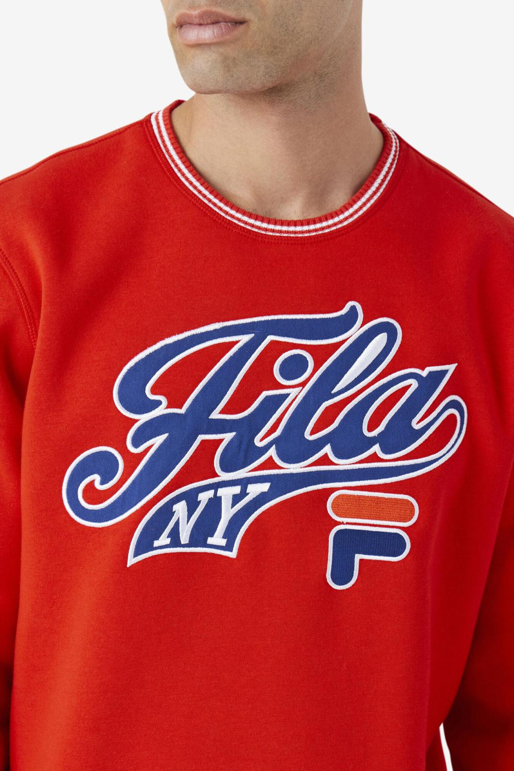 FILA Taylor Crewneck Sweatshirt 625 FIERY RED / TWILIGHT BLUE / WHITE | Men Sweatshirts &amp; Hoodies
