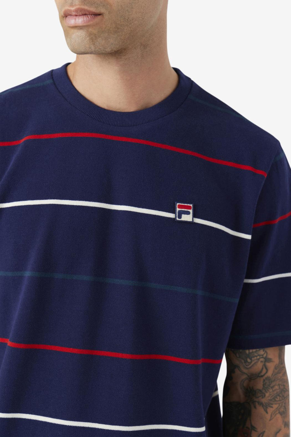 FILA Thiago Crew 410 FILA NAVY / DARK TEAL / FILA RED | Men Tops