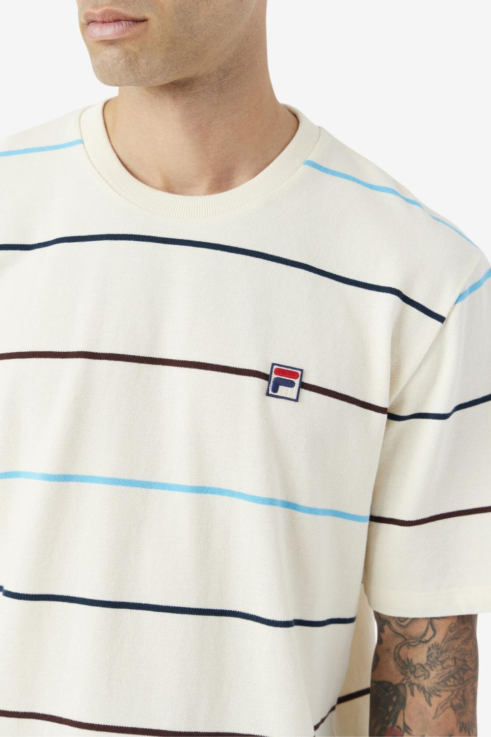 FILA Thiago Crew 806 EGRET / DARK TEAL / BROWN STONE | Men Tops