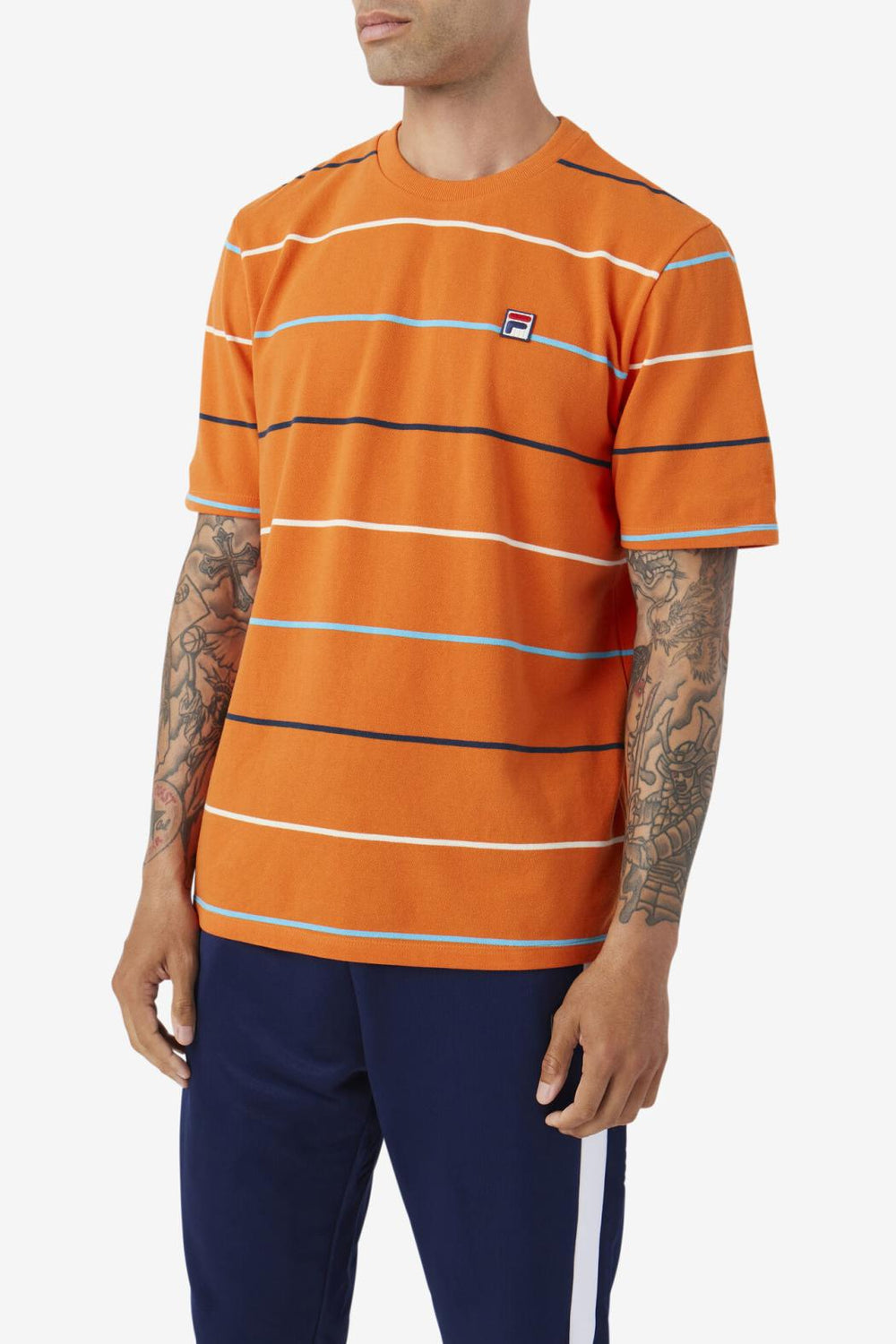 FILA Thiago Crew 810 MANDARIN ORANGE / DARK TEAL / EGRET | Men Tops