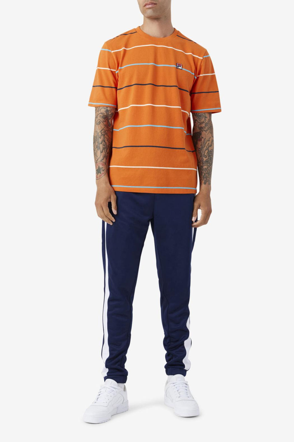 FILA Thiago Crew 810 MANDARIN ORANGE / DARK TEAL / EGRET | Men Tops