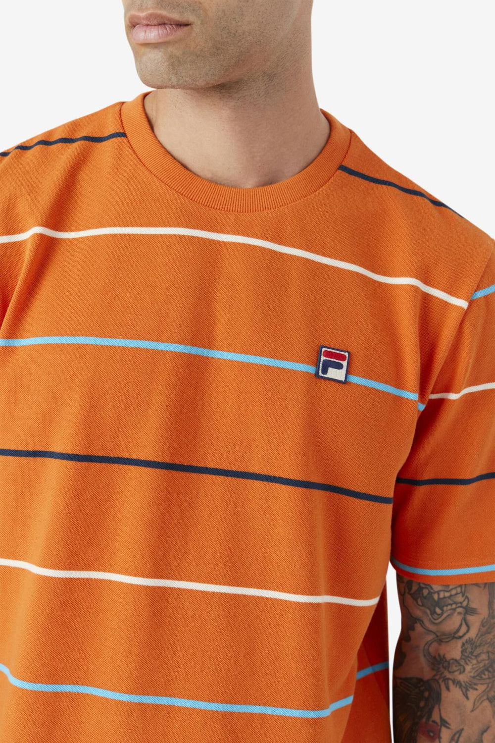 FILA Thiago Crew 810 MANDARIN ORANGE / DARK TEAL / EGRET | Men Tops