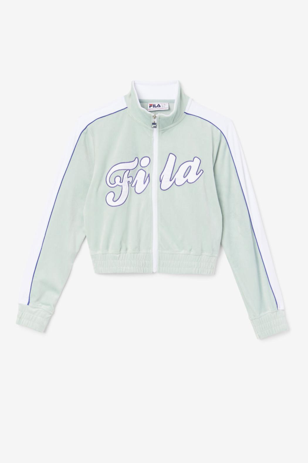 FILA Valery Velour Jacket 362 ETHER / WHITE / ORIENT BLUE | Women Jackets &amp; Outerwear