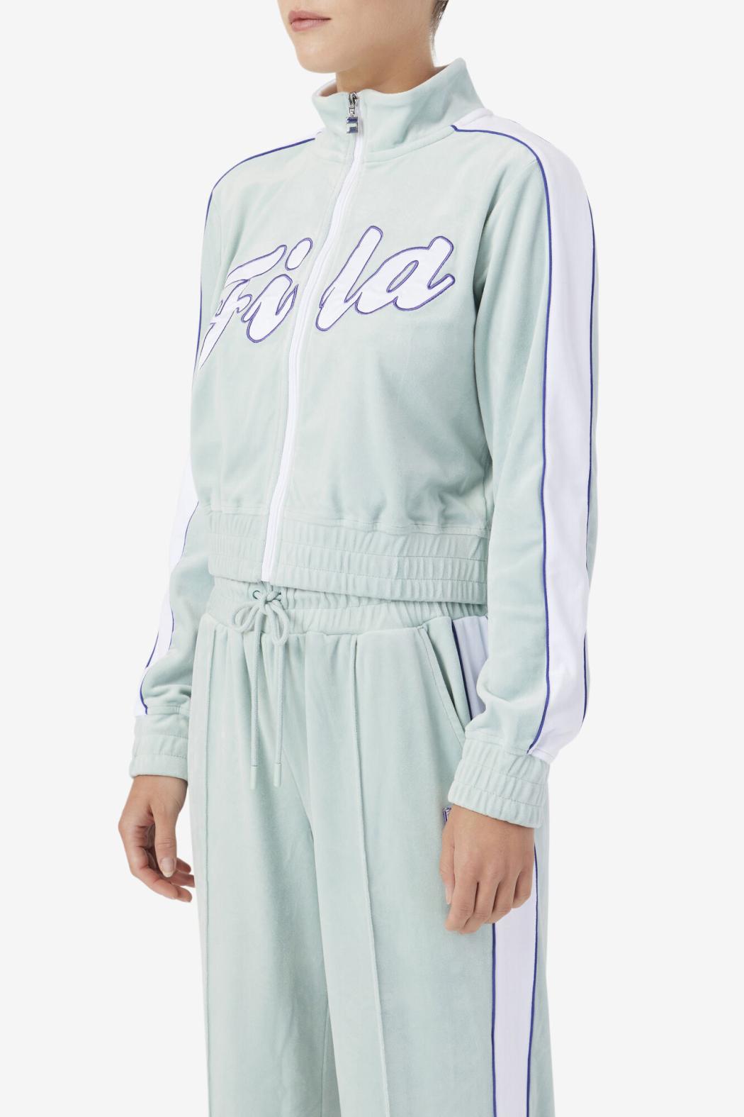 FILA Valery Velour Jacket 362 ETHER / WHITE / ORIENT BLUE | Women Jackets &amp; Outerwear