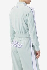 FILA Valery Velour Jacket 362 ETHER / WHITE / ORIENT BLUE | Women Jackets &amp; Outerwear