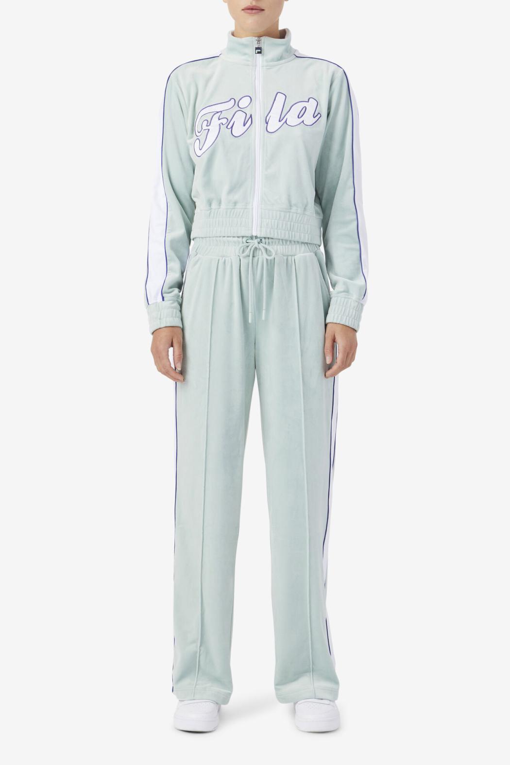 FILA Valery Velour Jacket 362 ETHER / WHITE / ORIENT BLUE | Women Jackets &amp; Outerwear