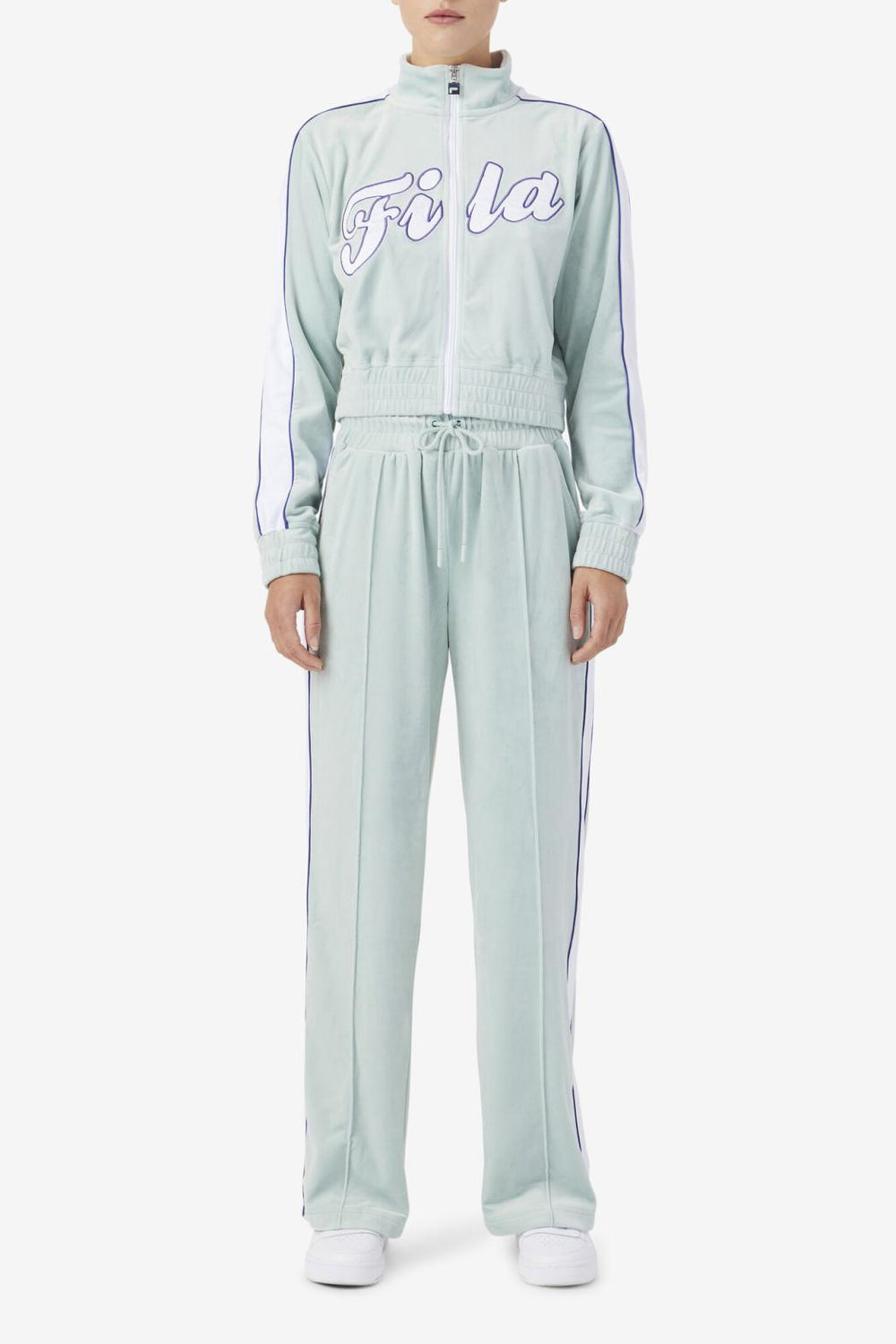 FILA Valery Velour Jacket 362 ETHER / WHITE / ORIENT BLUE | Women Jackets &amp; Outerwear