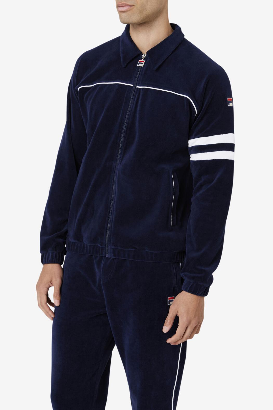 FILA Verdy Velour Jacket 410 NAVY / WHITE | Men Sweaters &amp; Outerwear