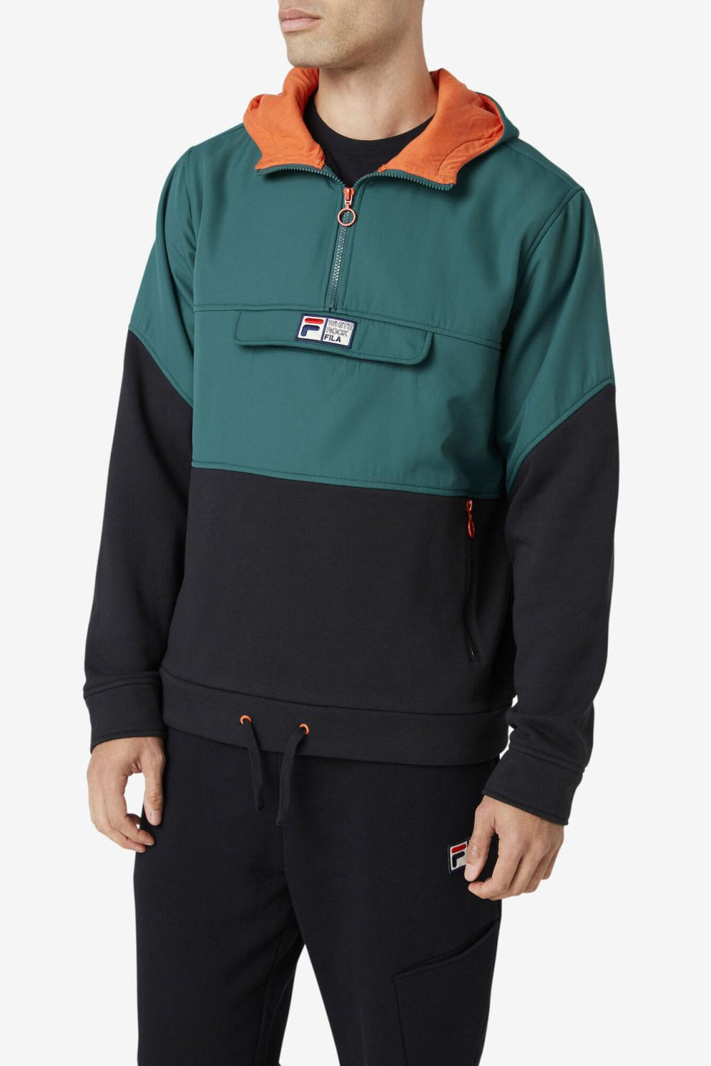 FILA Volga 1/2 Zip Hoodie 001 BLACK / JUNE BUG / FIESTA | Men Sweatshirts &amp; Hoodies