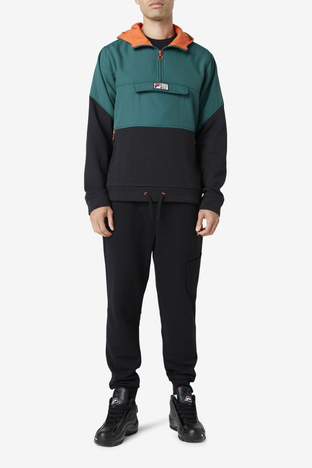 FILA Volga 1/2 Zip Hoodie 001 BLACK / JUNE BUG / FIESTA | Men Sweatshirts &amp; Hoodies