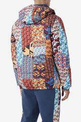 FILA Vostok Outdoor Puffer Jacket 933 MOONLIT OCEAN / RADIAN YELLOW / WHITE PRINT | Men Sweaters &amp; Outerwear