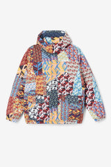 FILA Vostok Outdoor Puffer Jacket 933 MOONLIT OCEAN / RADIAN YELLOW / WHITE PRINT | Men Sweaters &amp; Outerwear
