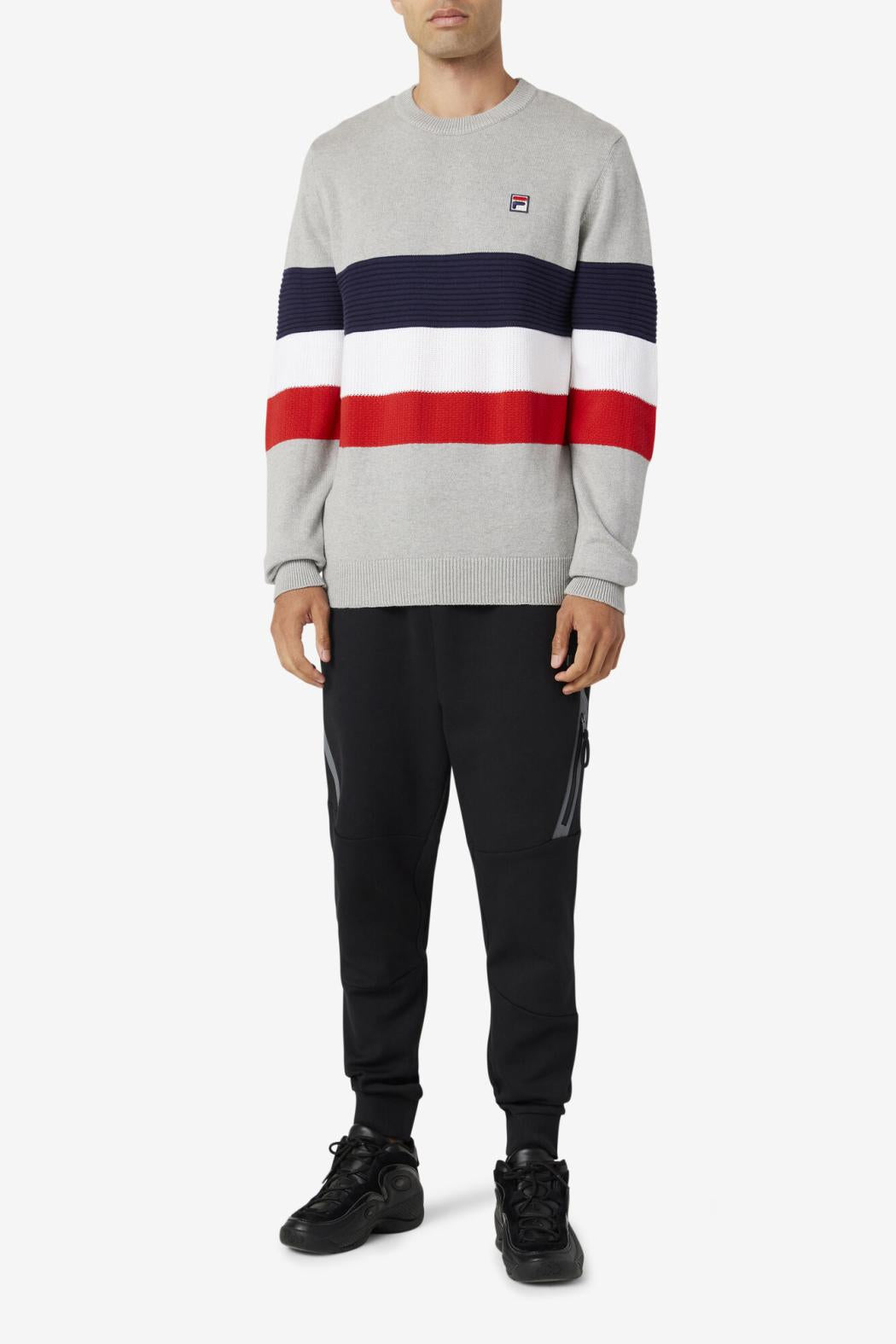 FILA Willkie Sweater 289 LIGHT GREY MARL / PEACOAT / WHITE | Men Tops