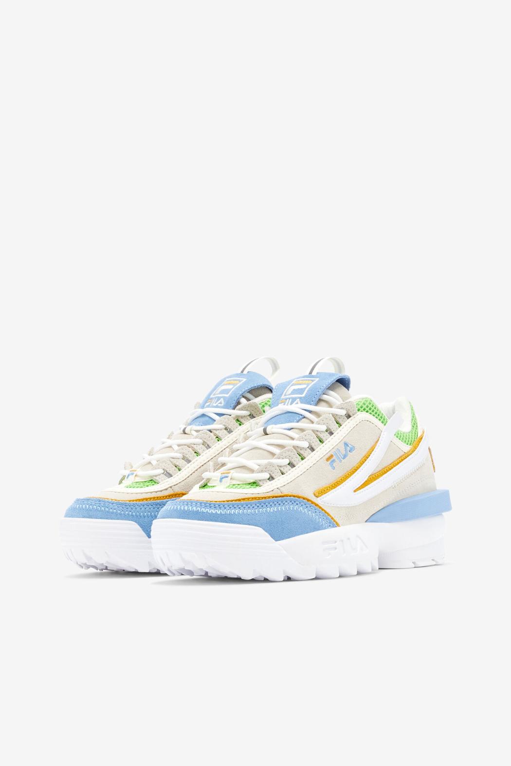 FILA Women's Disruptor 2 EXP 143 WHISPER WHITE / DUSK BLUE / JASMINE GREEN | Women Sneakers &amp; Lifestyle