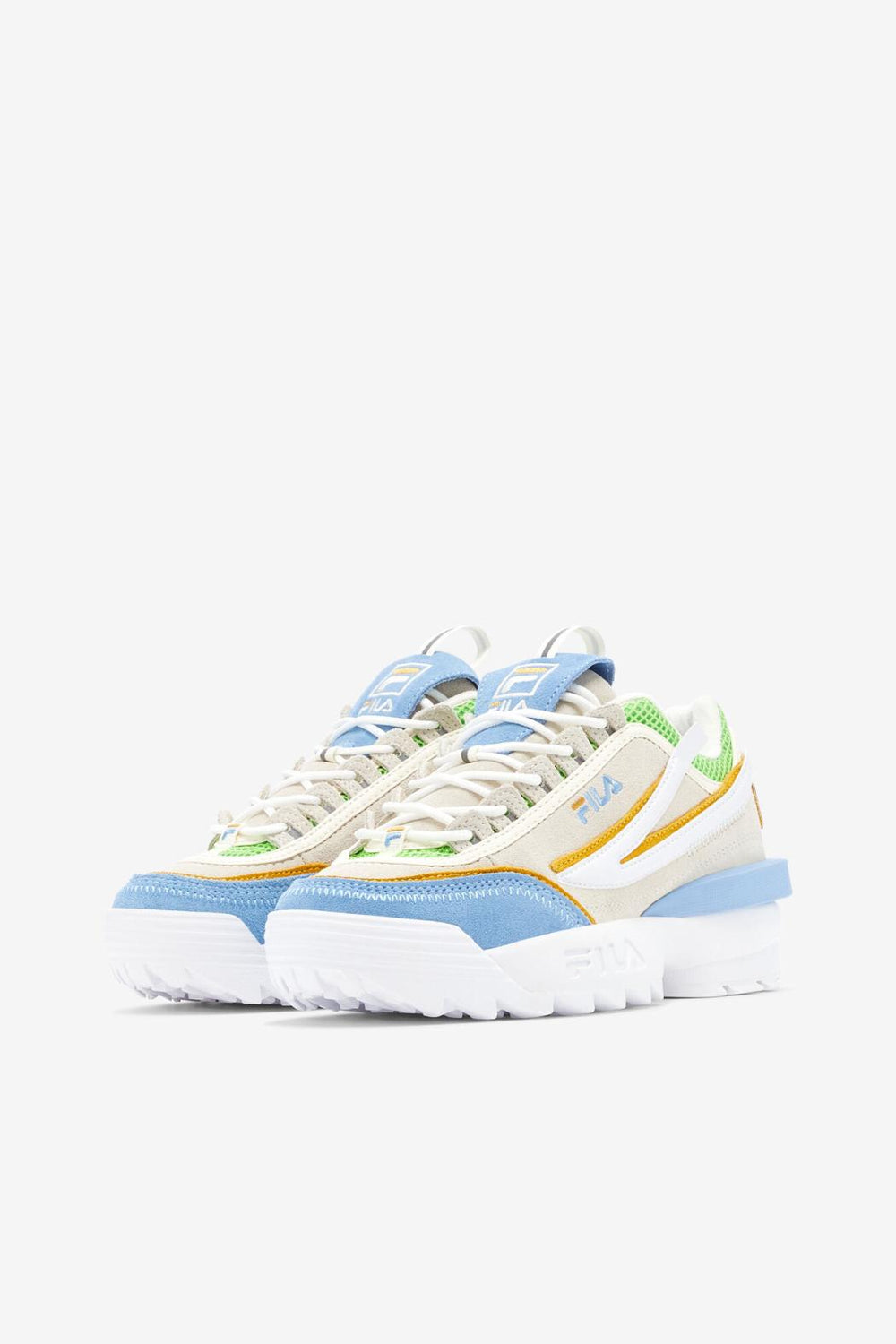 FILA Women's Disruptor 2 EXP 143 WHISPER WHITE / DUSK BLUE / JASMINE GREEN | Women Sneakers &amp; Lifestyle