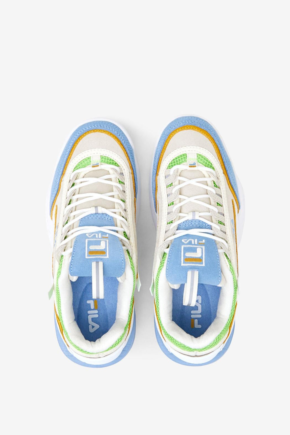 FILA Women's Disruptor 2 EXP 143 WHISPER WHITE / DUSK BLUE / JASMINE GREEN | Women Sneakers &amp; Lifestyle