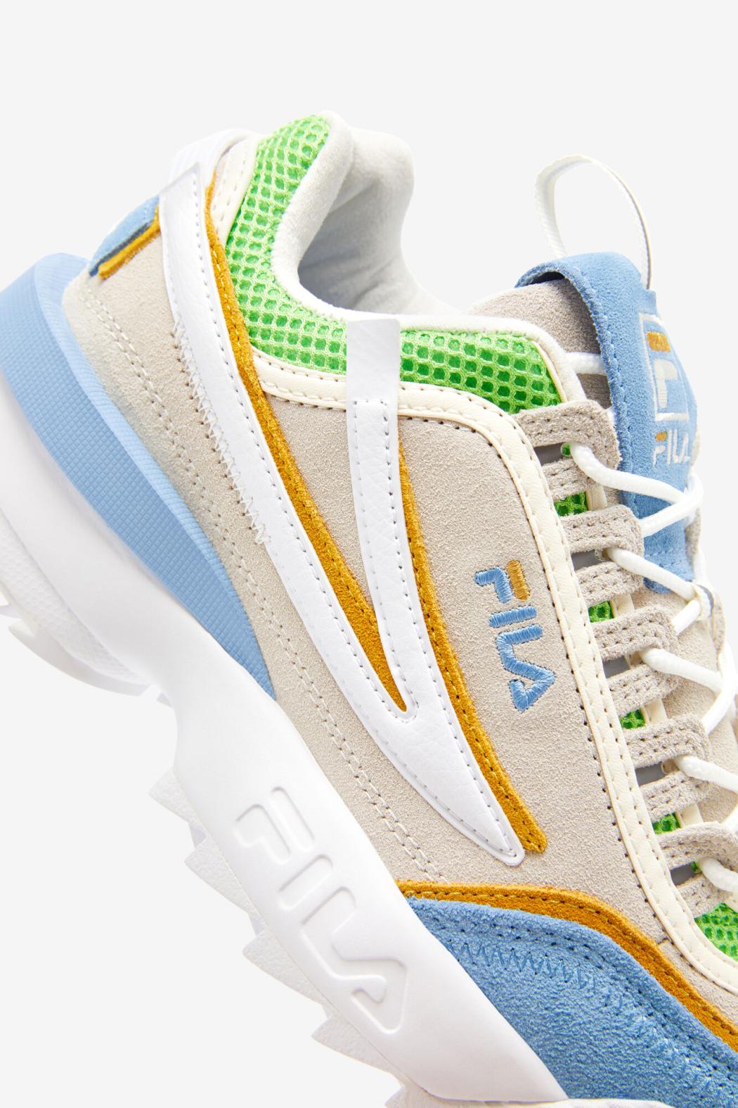 FILA Women's Disruptor 2 EXP 143 WHISPER WHITE / DUSK BLUE / JASMINE GREEN | Women Sneakers &amp; Lifestyle