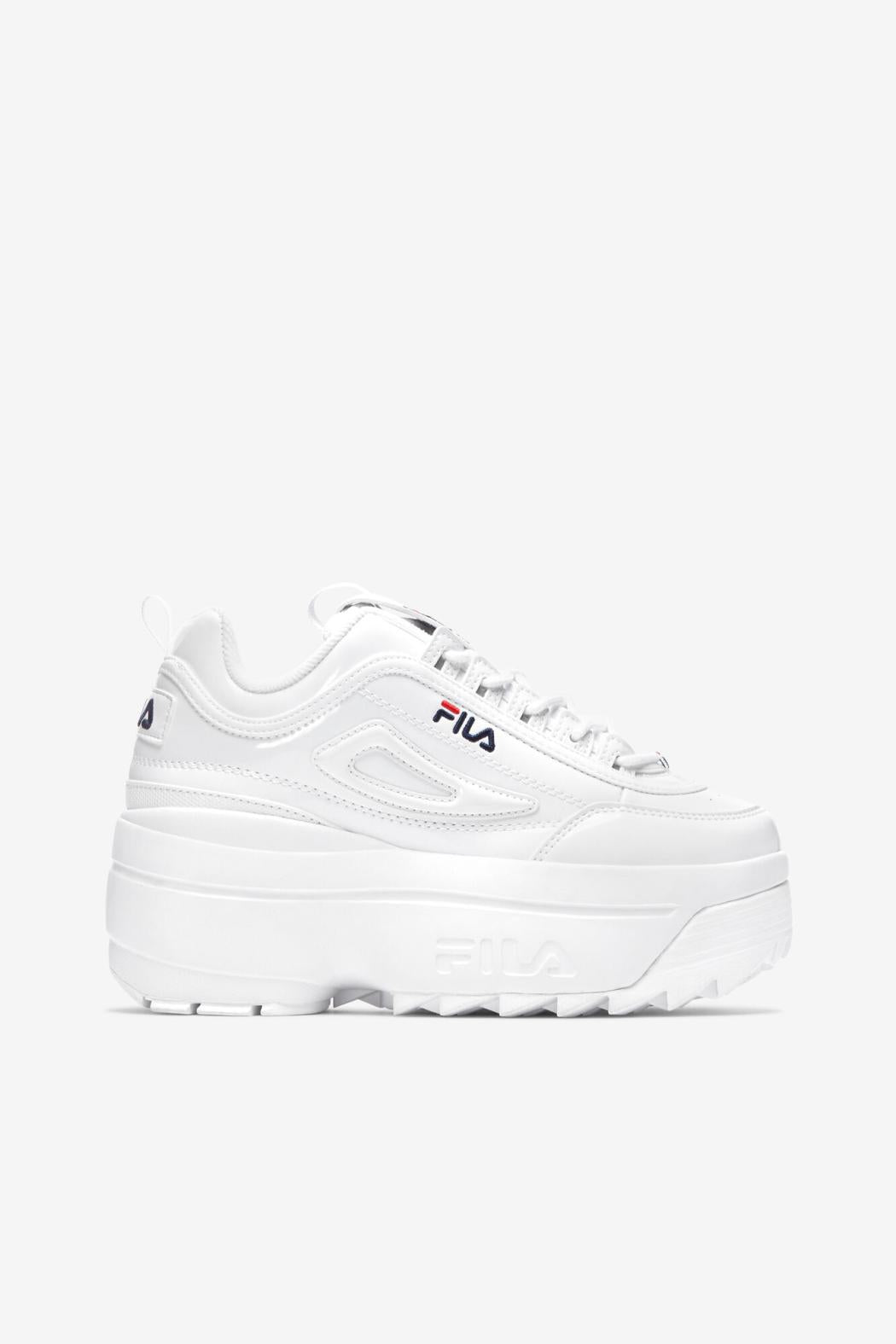 FILA Women's Disruptor 2 Wedge Patent 125 WHITE / FILA NAVY / FILA RED | Women Sneakers &amp; Lifestyle