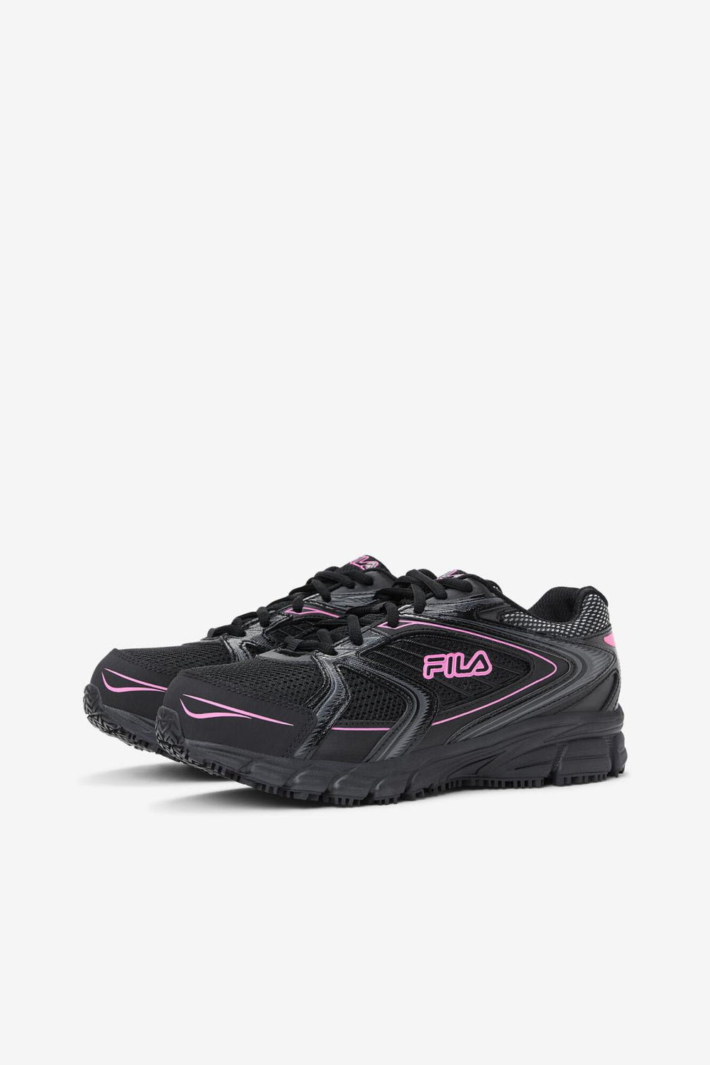 FILA Women's Memory Reckoning 8 Slip Resistant Steel Toe Shoe 973 BLACK / BLACK / KNOCKOUT PINK | Women Steel Toe Shoes