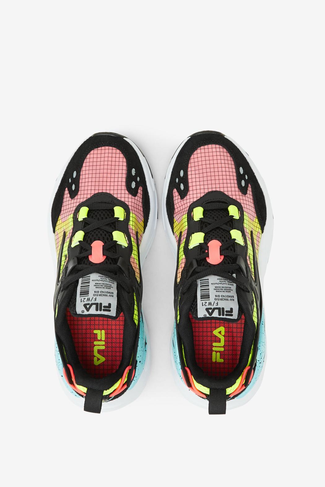 FILA Women's Ray Tracer Evo 016 BLACK / WHITE / SAFETY YELLOW | Women Ray Tracer