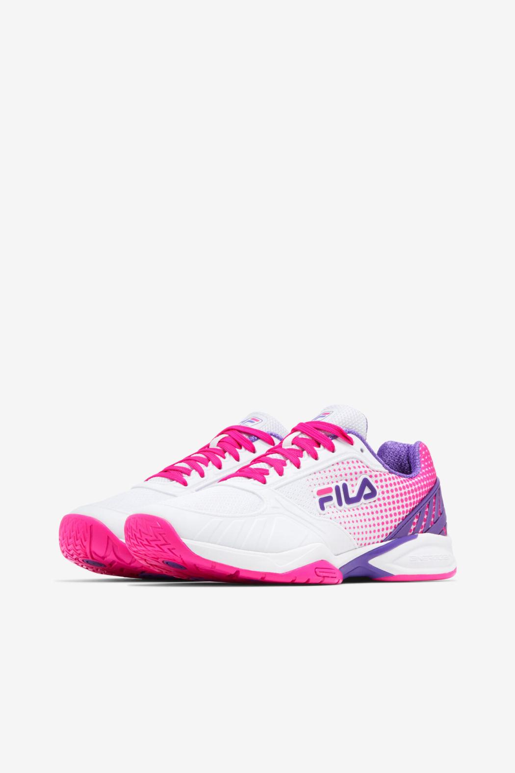 FILA Women's Volley Zone 149 WHITE / PINK GLO / ELECTRIC PURPLE | Women Pickleball