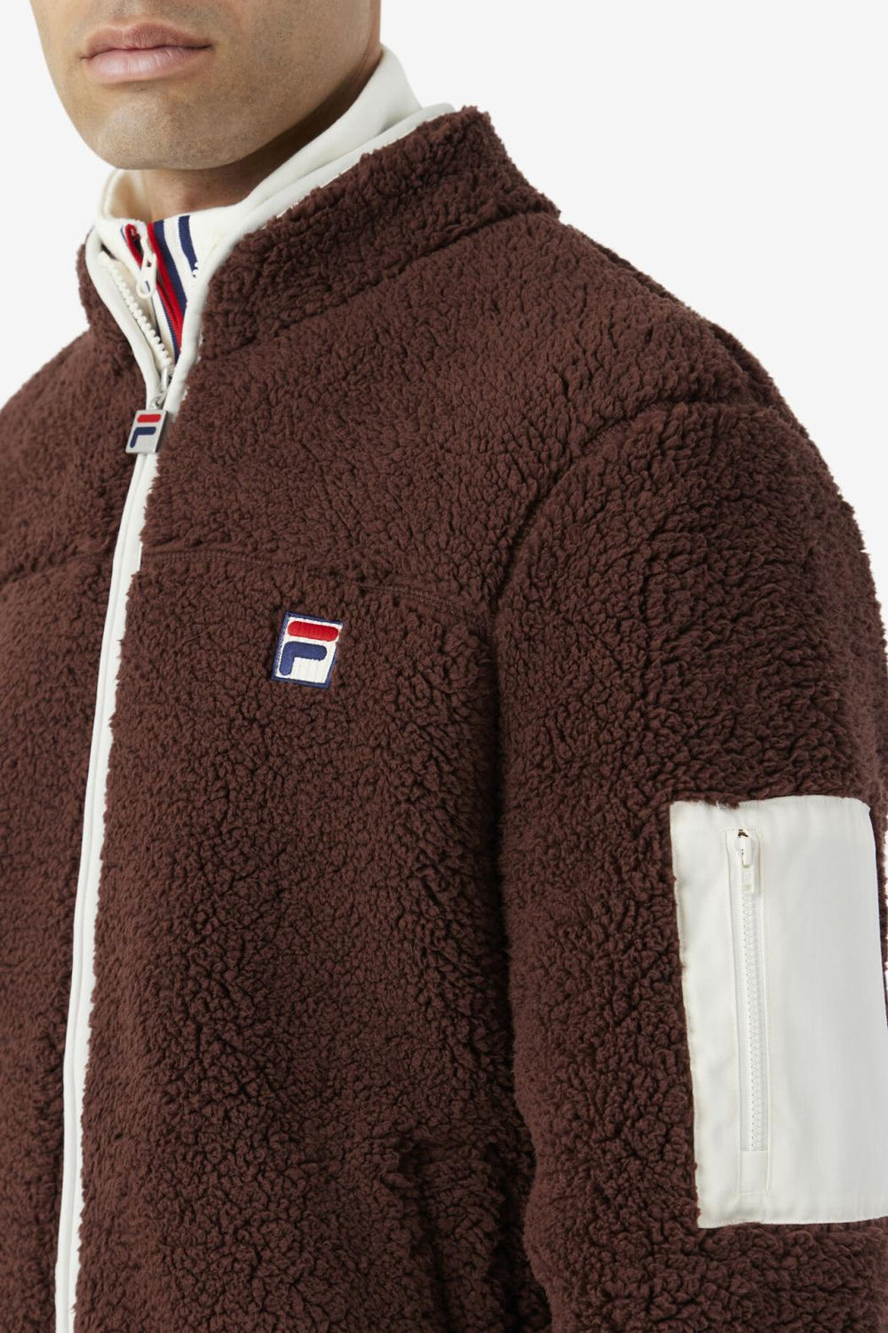 FILA Yale Sherpa Jacket 206 BROWN STONE / EGRET | Men Sweaters &amp; Outerwear