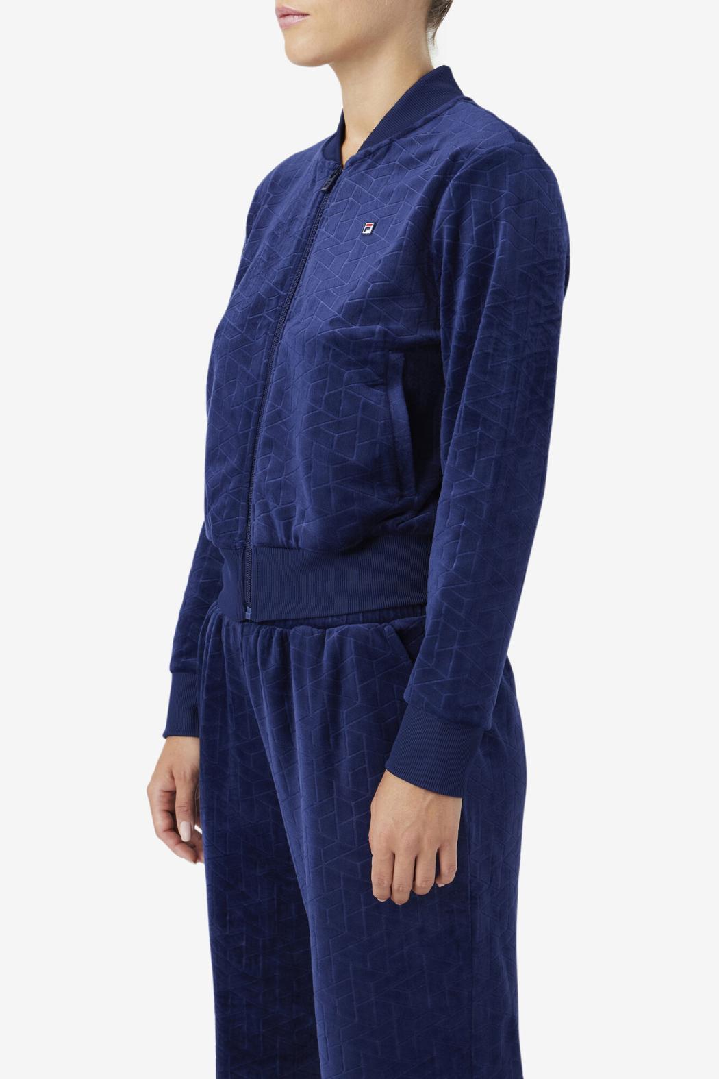 FILA Zenaida Velour Track Jacket 410 FILA NAVY | Women Sweatsuits &amp; Tracksuits